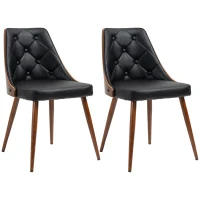 HOMCOM Dining Chairs Set of 2, Tufted Kitchen Chairs, PU Leather Upholstered Seats and Steel Legs for Dining Room, Black(m-2)