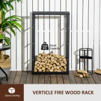 HOMCOM Firewood Rack Outdoor, Log Holder Fireplace Storage Rack with Handles and 220 lbs. Weight Capacity, 23.6" x 9.8" x 39.4", Black(m-4)