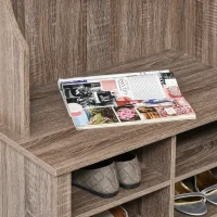 HOMCOM Hall Tree, Rustic Entryway Bench with Coat Rack, Mudroom Bench with Storage and Hooks for Hallway or Living Room, Brown(m-8)