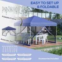 Outsunny 10' x 10' Pop-Up Party Tent Outdoor Canopy Tent with Mesh Sidewalls, 3-Level Adjustable Height, Roller Bag, Blue(m-4)