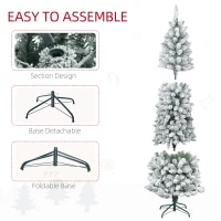HOMCOM 7ft Pencil Christmas Tree, Flocked Tree with 687 Branch Tips and Metal Base for Home, Indoor, Holiday(m-6)