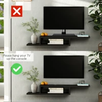 HOMCOM Floating TV Stand for TVs up to 60", Wall Mounted Media Console with 2-Tier Shelf, Entertainment Center Unit for Living Room Bedroom, Black(m-5)