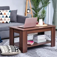 HOMCOM Modern Lift Top Coffee Table, Convertible Center Table with Hidden Storage Compartment and Storage Shelf for Living Room(m-8)