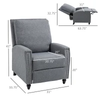 HOMCOM Modern Push Back Manual Recliner Chair Fabric Upholstered Armchair Home Lounge Sofa for Living Room & Bedroom(m-3)