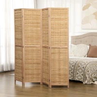 HOMCOM Hand Woven Room Divider, 4 Panel Bamboo Folding Privacy Screen for Home Office, 47.25"x67"x0.75", Natural(m-10)