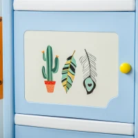 Qaba Kids Dress Up Storage, Multifunctional Kids Wardrobe Closet Hanging Rack Built for Kids Bedroom Storage, Featuring Bins, Cabinets, Top Shelf, and Drop-In Shelves, Blue(m-9)