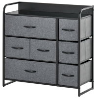 HOMCOM 3-Tier Storage Organizer for Bedroom Entryway, 7-Drawer Dresser with Steel Frame for Bedroom, Dark Gray