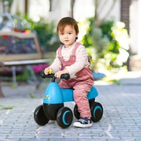 Qaba Baby Balance Bike for 18-36 Months, Toddler No Pedal Ride-on Walking Bike with 4 Wheels Gifts for Boys Girls, Blue(m-10)