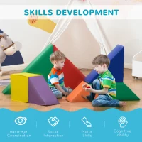 Qaba 7 Piece Soft Play Foam Climbing Blocks for Toddlers 1-3 Years(m-7)