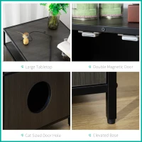 PawHut Wooden Cat Litter Box Enclosure, Hidden Kitten Washroom, Indoor End Table with Magnetic Doors & Storage Shelves, Black(m-6)
