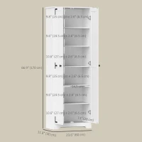 HOMCOM 67" Farmhouse Pantry Cabinet with 2 Doors, Tall Storage Cabinet with Adjustable Shelves, Distressed White(m-3)