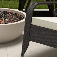 Outsunny Patio Wicker Adirondack Chair, Outdoor Rattan Muskoka Chair with Cushions for Patio, Garden, Backyard Khaki(m-10)