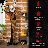Outsunny 65" Life Size Outdoor Halloween Decorations Talking Circus Clown with A Balloon, Animated Prop with Sound and Motion Activated, Light Up Eyes, Laughter(m-7)