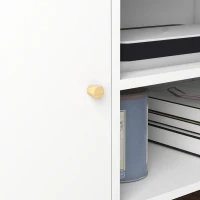 HOMCOM TV Stand Cabinet for TVs up to 55 Inches, Entertainment Unit with Storage Shelves and Wood Legs for Living Room, White(m-9)