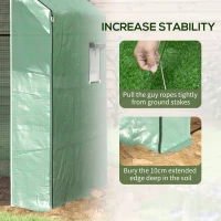Outsunny 4.6' x 4.7' x 6.2' Walk-in Greenhouse with 3 Tier 8 Shelves, Outdoor Green House with Reinforced PE Cover, Garden Plant Grow Hot House Roll-up Door and Mesh Windows, Green(m-7)