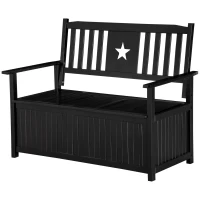 Outsunny Outdoor Storage Bench, 43 Gallon Deck Box with Armrests, Outdoor Storage Box for Patio Furniture Cushions and Garden Tools, Black(m-11)