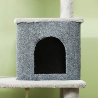 PawHut 52 Inch Cat Tree with Scratching Posts, Cat Bed, Condo, Grooming Brush, Jumping Platforms, Toy Balls, Anti-tip Kit(m-9)