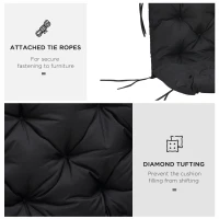 Outsunny Porch Swing Cushion Garden Bench Cushion with Backrest, Non-Slip 3-Seater Soft Pad, Swing Chair Mat Replacement for Indoor and Outdoor, 59.1" x 38.6", Black(m-6)