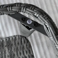 Outsunny Outdoor Coffee Table with Storage Shelf, Hand-Woven Wicker Side Table with Water-Ripple Glass Top, Mix Gray(m-9)