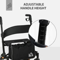 HOMCOM Aluminum Rollator Walker for Seniors and Adults with 10'' Wheels FSA HSA Eligible, Seat and Backrest, Folding Rolling Walker with Adjustable Handle and Storage Bag, Support up to 300lbs, Black(m-4)