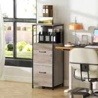 Vinsetto Vertical Filing Cabinet, Tall File Cabinet with 2 Drawers, Hanging Bars for Letter and A4 Size, Distressed Grey(m-7)