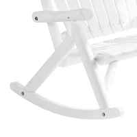 Outsunny Outdoor Wooden Rocking Chair, Double-Person Adirondack Rocking Patio Chair with Rustic High Back, Slatted Seat and Backrest for Indoor, Backyard, Garden, White(m-9)