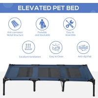 PawHut 48" X 36" X 9" Elevated Pet Bed with Carrying Bag, Dark Blue(m-4)