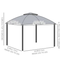 Outsunny 12' x 10' 2-Tier Outdoor Gazebo Canopy Tent for Patio with Zippered Mesh Sidewalls, Solid Steel Frame, Arched Roof, Grey(m-3)