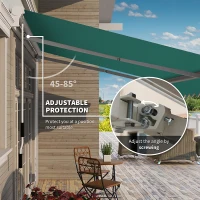 Outsunny 13' x 8' Retractable Awning, Patio Awnings, Sunshade Shelter w/ Manual Crank Handle, UV & Water-Resistant Fabric and Aluminum Frame for Deck, Balcony, Yard, Green(m-4)