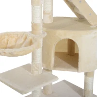 PawHut 49” Deluxe Cat Tree Furniture Scratching Pet Tower Kitten Play Post (Creamy White)(m-10)