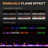 HOMCOM 36" Recessed or Wall Mounted Electric Fireplace Heater with Remote Control, Adjustable Flame Color and Brightness(m-4)