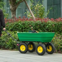 Outsunny Garden Dump Cart Heavy Duty 440lbs Wagon with Steel Frame and 12" Pneumatic Tires, Green(m-8)