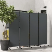 Outsunny Folding Room Divider, Privacy Screen for Patio Backyard Pool Hot Tub, 5.6FT Tall, Dark Grey(m-8)