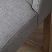 HOMCOM Modern Bar Stools, Tufted Upholstered Barstools, Pub Chairs with Back, Rubber Wood Legs for Kitchen, Dinning Room, Set of 2, Grey(m-9)