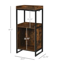 HOMCOM Retro Industrial 9-bottle Wine Rack Storage Cabinet Serving Bar Wood Buffet with  Glass Holders(m-3)