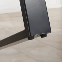 HOMCOM 63" Kitchen Table, Industrial Dining Table with Wave-edged Tabletop and Steel Legs for Up to 6 People, Rustic Brown(m-7)