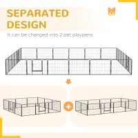 PawHut 24 Panel 24" Height Heavy Duty Dog Playpen for Small Medium Dogs, Grey(m-6)