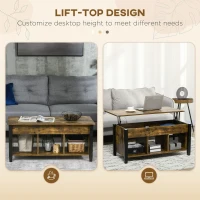 HOMCOM Lift Top Coffee Table, Modern Center Table with Storage Shelves and Hidden Compartment for Living Room, 41" L(m-4)