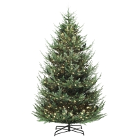 HOMCOM 9 ft Artificial Christmas Tree, Prelit Christmas Tree with 300 LED Lights, 1939 Branch Tips and Wide Metal Base, Green