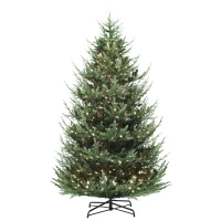 HOMCOM 9 ft Artificial Christmas Tree, Prelit Christmas Tree with 300 LED Lights, 1939 Branch Tips and Wide Metal Base, Green(m-1)