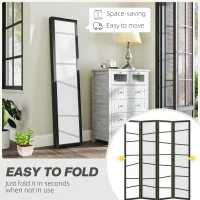 HOMCOM 5.6ft Folding Room Divider, 4 Panel Wall Partition with Wood Frame for Bedroom, Home Office, White(m-6)