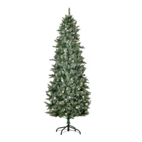 HOMCOM 7.5ft Unlit Snow-Dipped Fir Artificial Christmas Tree with Realistic Branches, Pine Cones and 1119 Tips(m-1)