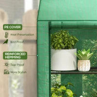 Outsunny Portable Mini Greenhouse Green House with 3 Tier Shelves, Reinforced PE Cover, Roll-up Doors, 56.3" x 18.1" x 59.4"(m-4)