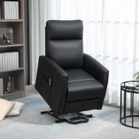 HOMCOM Power Lift Recliner Chair with Remote Control Side Pocket for Living Room Home Office Study Black(m-8)