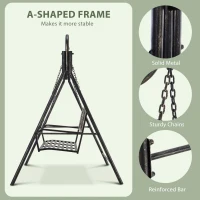 Outsunny 2 Seater Porch Swing Chair, Weather Resistant Outdoor Swing Seat with Metal Frame for Garden, Backyard, Lawn, Black(m-4)