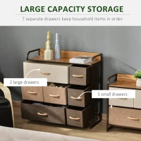 HOMCOM 3-Tier Storage Organizer for Bedroom Entryway, 7-Drawer Dresser with Steel Frame for Bedroom, Maple Wood(m-4)