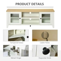 HOMCOM Fireplace TV Stand for TVs up to 60 inches, Wood TV Cabinet w/ Storage Doors or Living Room, Office, White and Oak(m-7)