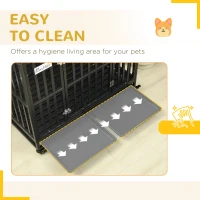 PawHut 41" Heavy Duty Steel Dog Crate Kennel Pet Cage with Wheels for Convenient Access Anti-Pinching Floor, Black(m-7)