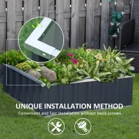 Outsunny 3' x 3' x 1' Raised Garden Bed, Galvanized Metal Planter Box for Vegetables Flowers Herbs, Dark Gray(m-5)