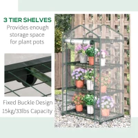 Outsunny 3 Tier Mini Greenhouse, Portable Outdoor Flower Stand with Shelf Clips, Indoor Greenhouse with Plastic Cover and Steel Frame, Transparent, 27" x 19" x 49"(m-5)